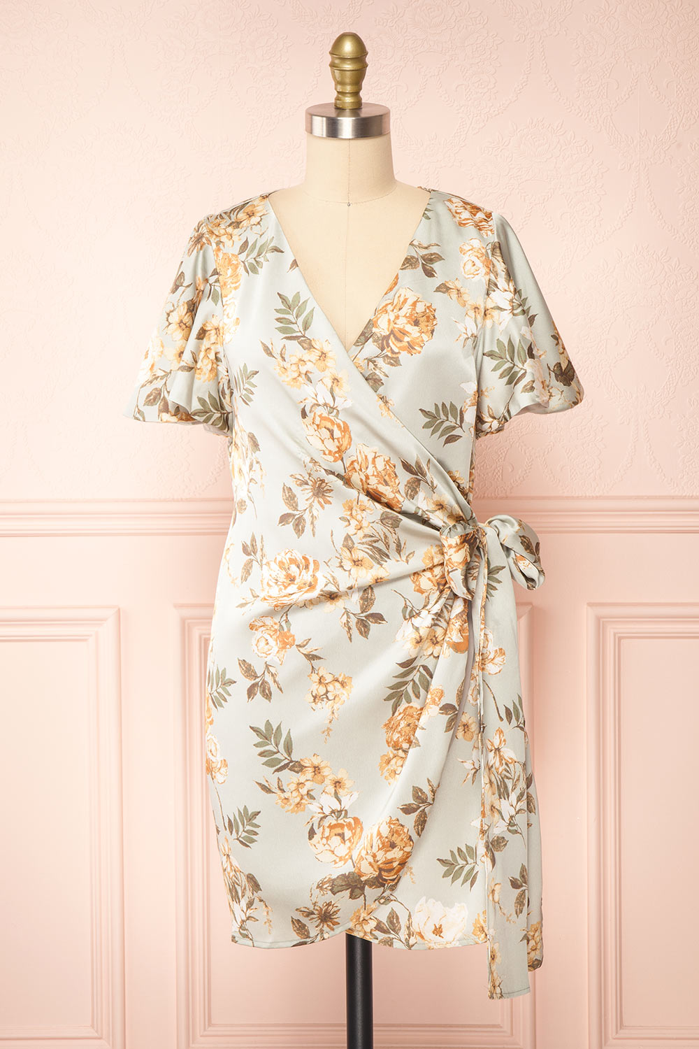 Lorene Short Sleeve Floral Wrap Dress | Boutique 1861